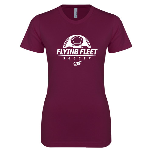  Next Level Womens Maroon Boyfriend Tee - Soccer