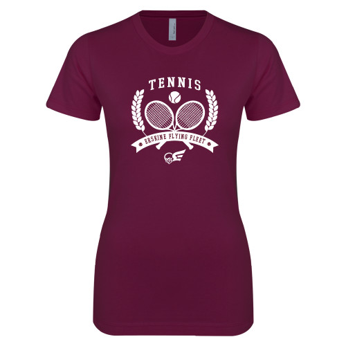  Next Level Womens Maroon Boyfriend Tee - Tennis