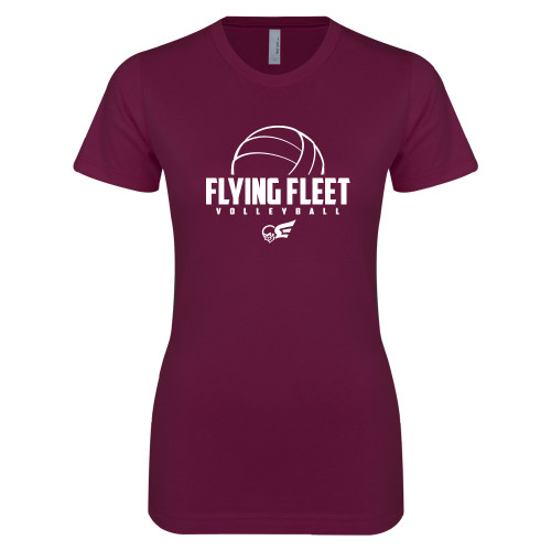  Next Level Womens Maroon Boyfriend Tee - Flying FleVolleyball