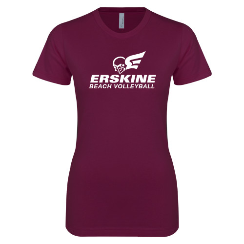  Next Level Womens Maroon Boyfriend Tee - Beach Volleyball