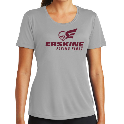  Womens Grey Performance Short Sleeve Tee - Erskine Flying Fleet Stacked