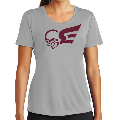  Womens Grey Performance Short Sleeve Tee - Flying Fleet Mascot
