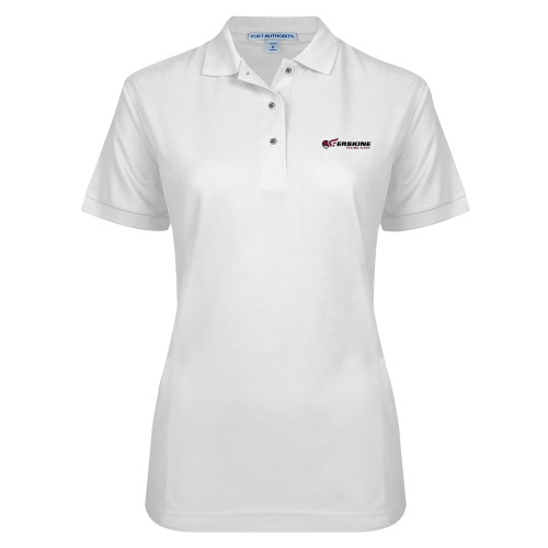  Womens Silk Touch White Pique Polo - Erskine Flying Fleet Horizontal