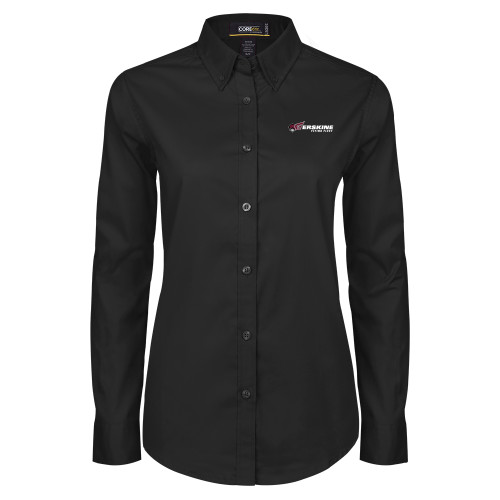  Womens Black Twill Button Down Long Sleeve  - Erskine Flying Fleet Horizontal