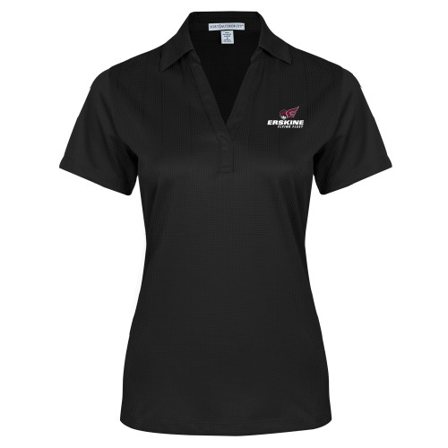  Womens Black Performance Fine Jacquard Polo - Erskine Flying Fleet Stacked