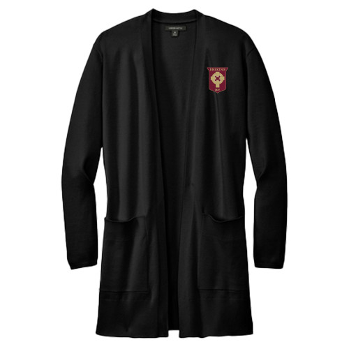  Mercer + Mettle Womens Black Open Front Cardigan Sweater - Erskine Seminar Shield