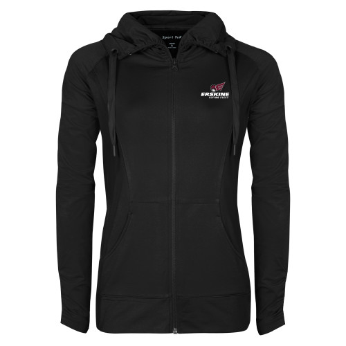  Womens Black Sport Wick Stretch Full Zip Jacket - Erskine Flying Fleet Stacked