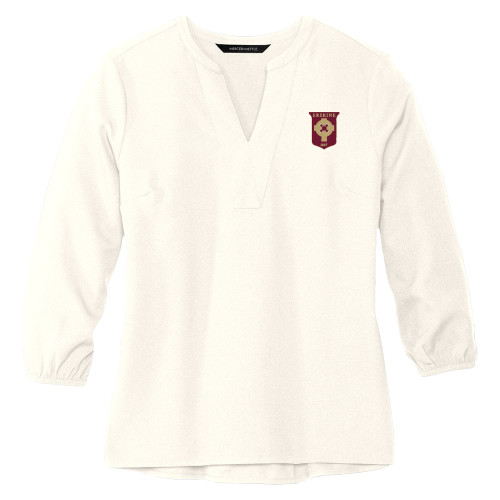  Mercer + Mettle Womens Ivory 3/4 Sleeve Crepe Blouse - Erskine Seminar Shield