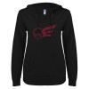 Thumbnail image for  ENZA Womens Black V Notch Raw Edge Fleece Hoodie