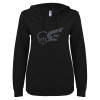 Thumbnail image for  ENZA Womens Black V Notch Raw Edge Fleece Hoodie