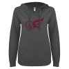 Thumbnail image for  ENZA Womens Dark Heather V Notch Raw Edge Fleece Hoodie