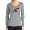Thumbnail image for  Womens Grey Performance Long Sleeve V Neck Shirt