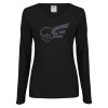 Thumbnail image for  Womens Black Long Sleeve V Neck Tee 