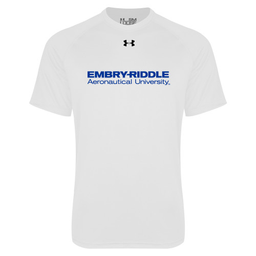  Under Armour White Tech Tee - ERAU Wordmark