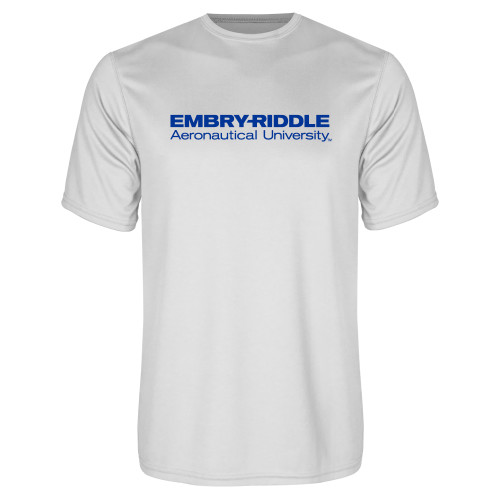  White Performance Tee - ERAU Wordmark