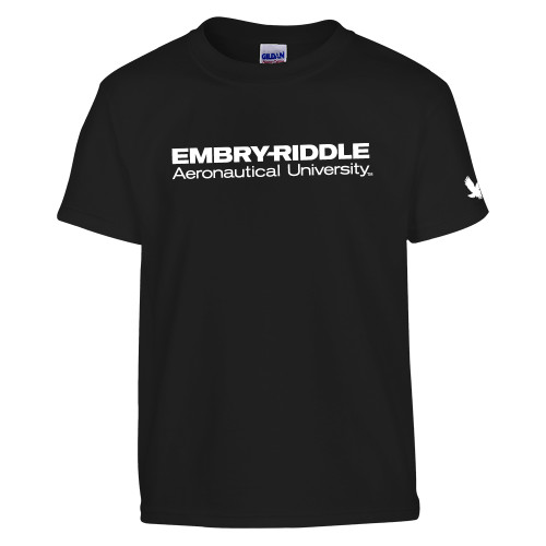  Youth Black T Shirt - ERAU Wordmark