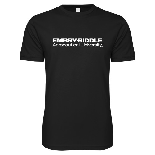  Next Level Black SoftStyle T Shirt - ERAU Wordmark