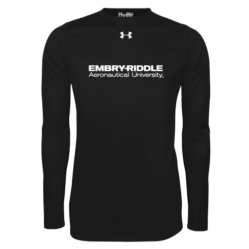  Under Armour Black Long Sleeve Tech Tee - ERAU Wordmark