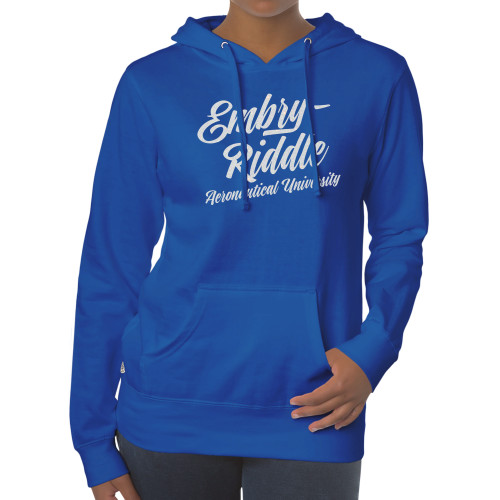  Fall Rush Ladies 60/40 Royal Blue Fleece Hoodie - C White Soft Glitter
