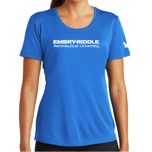 Womens Royal Performance Tee - ERAU Wordmark