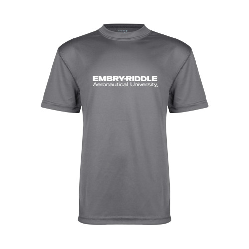  Youth Performance Grey Concrete Tee - ERAU Wordmark