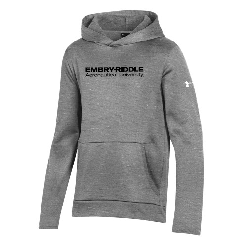  Under Armour Youth Grey Fleece Hoodie - ERAU Wordmark