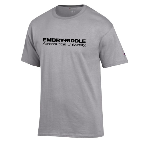  Champion Oxford Grey T Shirt - ERAU Wordmark