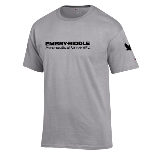  Champion Oxford Grey T Shirt - ERAU Wordmark