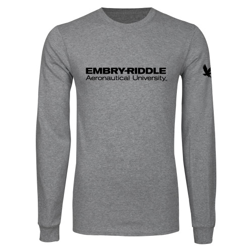  Grey Long Sleeve T Shirt - ERAU Wordmark