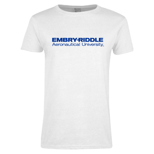  Womens White Short Sleeve Tee - ERAU Wordmark