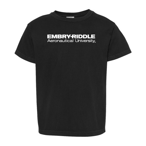  Comfort Colors Youth Black T Shirt - ERAU Wordmark
