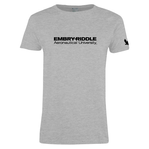  Womens Grey Short Sleeve Tee - ERAU Wordmark