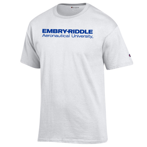  Champion White T Shirt - ERAU Wordmark