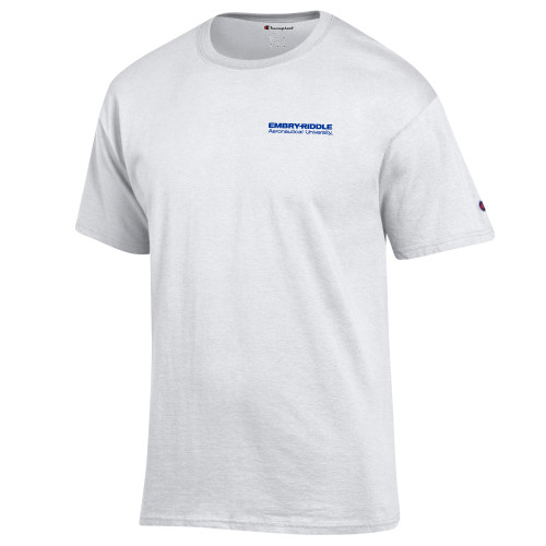  Champion White T Shirt - ERAU Wordmark