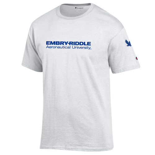  Champion White T Shirt - ERAU Wordmark