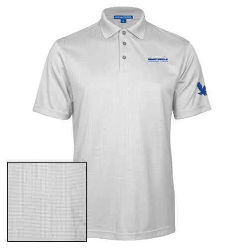  White Performance Fine Jacquard Polo - ERAU Wordmark