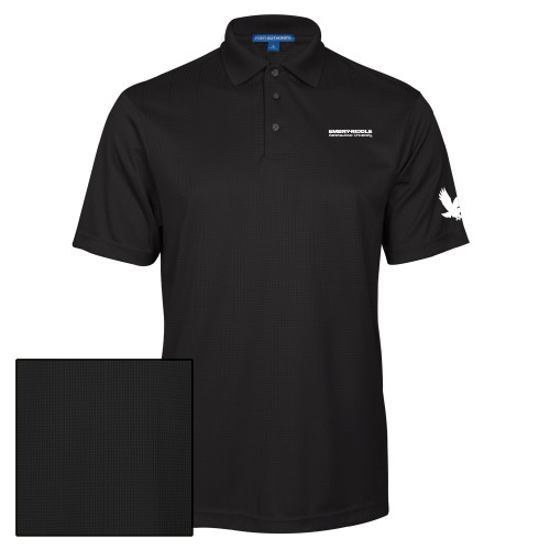  Black Performance Fine Jacquard Polo - ERAU Wordmark