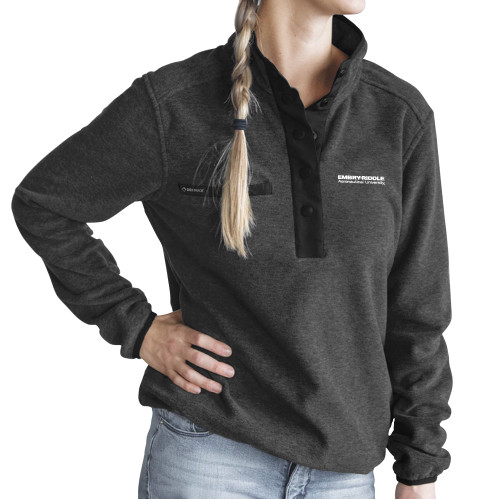  DRI DUCK Womens Charcoal Aspen Fleece Pullover - ERAU Wordmark