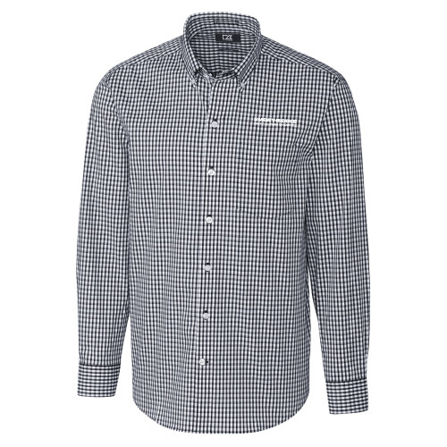  Cutter & Buck Charcoal Gingham Long Sleeve Button Down - ERAU Wordmark