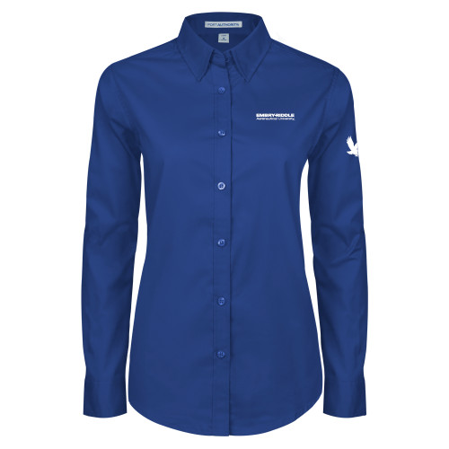  Womens Royal Twill Button Down Long Sleeve  - ERAU Wordmark