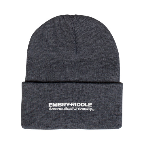  Grey Knit Beanie w/Cuff - ERAU Wordmark
