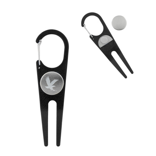  Black Aluminum Divot Tool/Ball Marker - ERAU Eagle Engraved