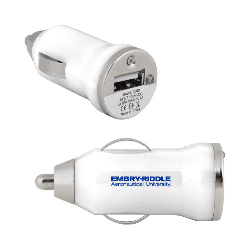  On the Go White Car Charger - ERAU Wordmark