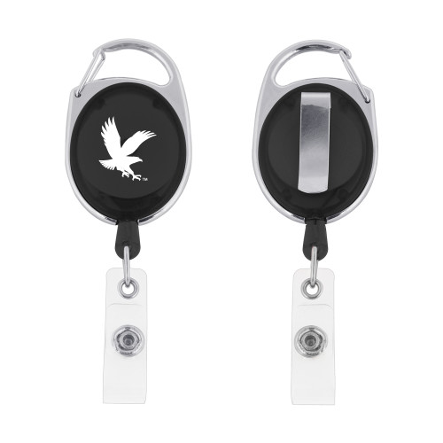  Black Oval Retractable Badge Holder w/Clip - ERAU Eagle
