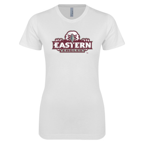  Next Level Womens White Boyfriend Tee - Official Logo