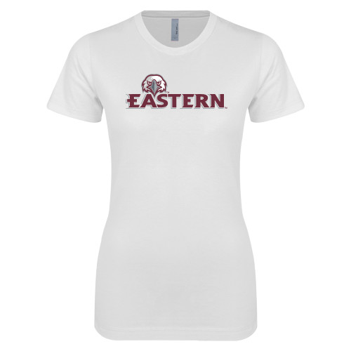  Next Level Womens White Boyfriend Tee - Eastern w/ Eagle Head