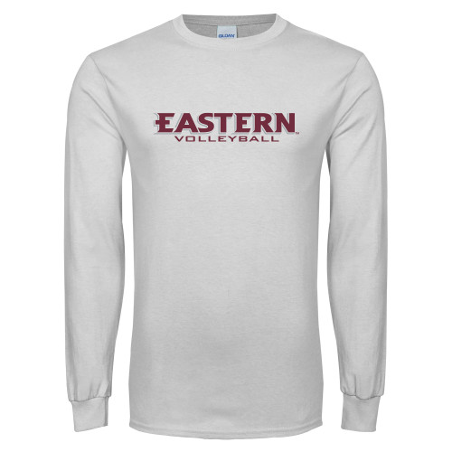  White Long Sleeve T Shirt - Volleyball