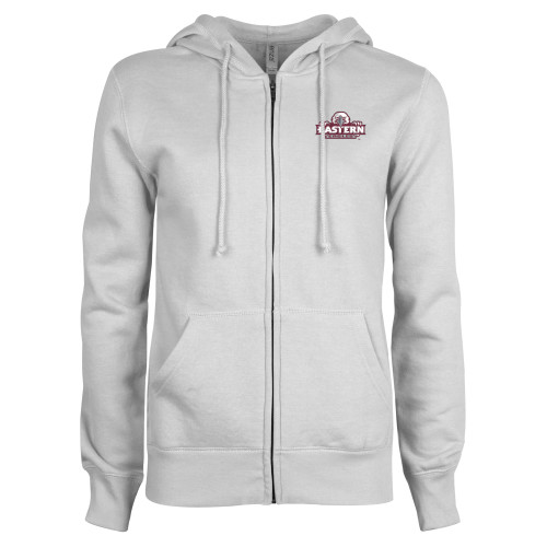  ENZA Womens White Fleece Full Zip Hoodie - Official Logo