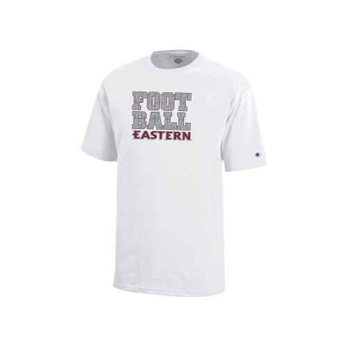  Champion Youth White Short Sleeve Tee - EU - Football Field Lines