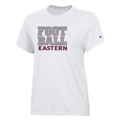  Champion Womens  White Core Short Sleeve Tee - EU - Football Field Lines